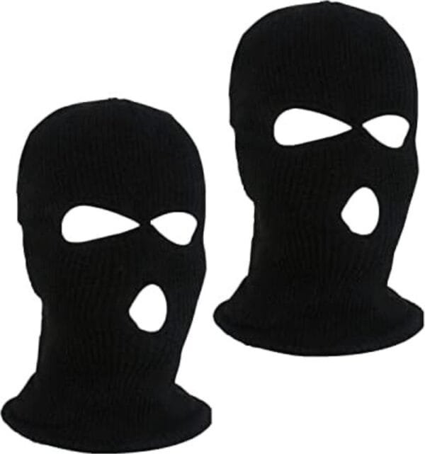 2-pack 3-holes Volledige Gezichtsbalaclava Zwart - Unisex Winddichte Warme Gebreide Ski Masker Voor Buitenactiviteiten