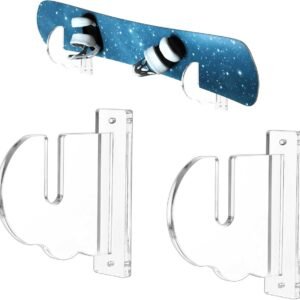 2x Skateboard Ophangsysteem Muurbeugel Standaard voor Longboard en Snowboard - Transparant
