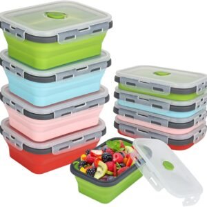 4 stuks opvouwbare broodtrommel, 550 ml, opvouwbare vershouddozen, vershouddozen met deksel, opvouwbare siliconen doos, opvouwbare lunchbox, voor het bewaren van levensmiddelen, maaltijdprep en