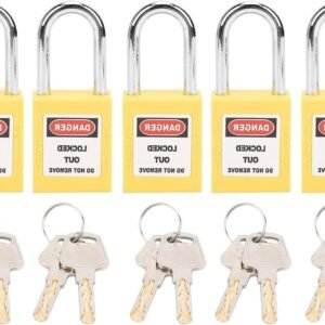 5 Lockout Tagout sloten voor elektrische veiligheid, verschillende sleutels voor LOTO kits, geel