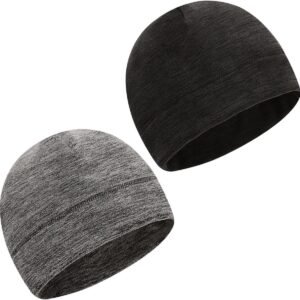 Allecto Plus - Warmer Running Beanie Skull Cap met Oor Cover voor Heren en Dames - Set van 2 - Zwart - One size
