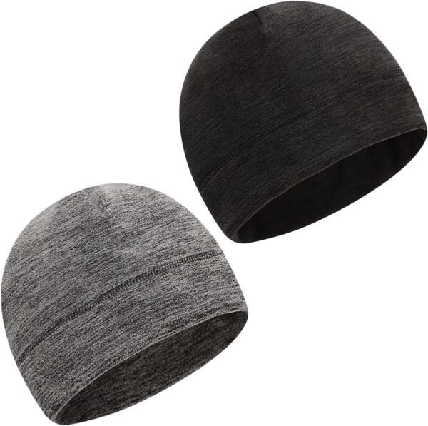 Allecto Plus - Warmer Running Beanie Skull Cap met Oor Cover voor Heren en Dames - Set van 2 - Zwart - One size