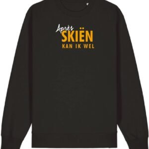 Après skiën kan ik wel wintersport sweater zwart XL - fluor oranje | Foute apres ski outfit | kleding | verkleedkleren | wintersporttruien | wintersport dames en heren | crewneck