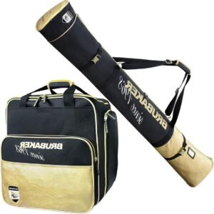 BRUBAKER Combi Set St. Moritz - Skitas en skischoenentas voor 1 paar ski's + stokken + schoenen + helm - zwart goud
