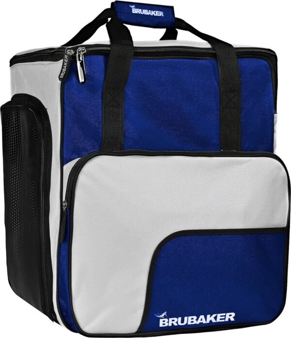 BRUBAKER Skischoen tas - Snowboardschoen tas - Rugzak - Helmtas - Wintersport tas met apart schoenenvak - 43 L - Blauw - Zilver