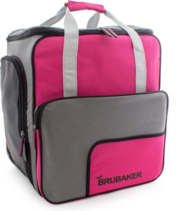 BRUBAKER Skischoen tas - Snowboardschoen tas - Rugzak - Helmtas - Wintersport tas met apart schoenenvak - 43 L - Roze - Grijs - Limited Edition