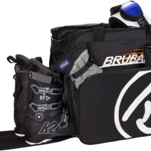 BRUBAKER Super Champion Ski Boot Bag, Comfortable Ski Boot Backpack, Helmet Bag, Boot Bag with Backpack Function, Black