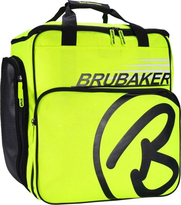 BRUBAKER Super Champion Skischoen tas - Snowboardschoen tas - Rugzak - Helmtas - Wintersport tas met apart schoenenvak - 43 L - Neon Geel Zwart