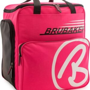 BRUBAKER Super Champion - Skischoen tas - Snowboardschoen tas - Rugzak - Helmtas - Wintersport tas met apart schoenenvak - 43 L - Roze - Wit - Limited Edition