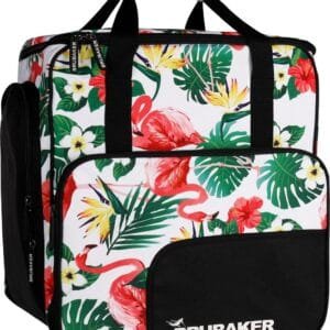 BRUBAKER Super Spotlight Skischoen tas - Snowboardschoen tas - Rugzak - Helmtas - Wintersport tas met apart schoenenvak - 43 L - Flamingos