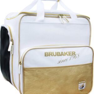 BRUBAKER Super St. Moritz Skischoen tas - Snowboardschoen tas - Rugzak - Helmtas - Wintersport tas met apart schoenenvak - 43 L - Wit - Goud