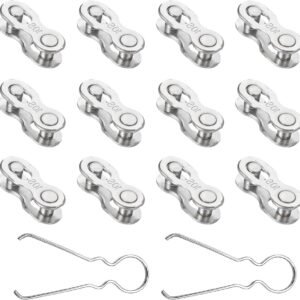 Bicycle Chain Lock met 10 Compartimenten - 12 Pairs Fietsketting Schakels Compatibel met Shimano en 10 Versnellingen, Inclusief Montagehulp voor Betrouwbare Beveiliging
