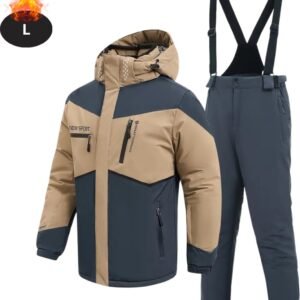 Bovista Skipak - SkiBroek - Skijas - Ski Suit - Wintersport - Heren - 2-Delig - Beige- Maat L
