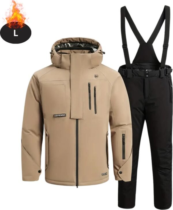 Bovista Skipak - SkiBroek - Skijas - Ski Suit - Wintersport - Heren - 2-Delig - Khaki - Maat L