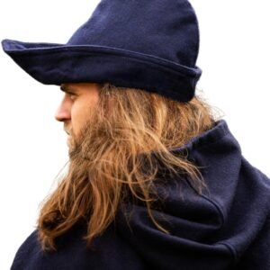 Carbone® Robin Hood-hoed voor heren, asymmetrische rand, middeleeuwse stijl, carnaval, Halloween, cosplay, LARP, hoed, muts, accessoire, wol