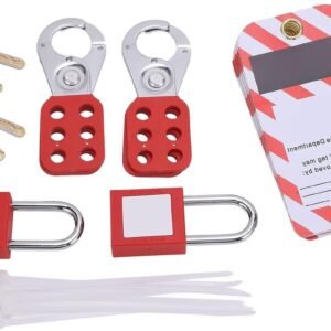 Complete Lockout-Tagout Kit voor Veiligheid - Multipole Circuit Breaker Vergrendeling, Groeps HASPs, Veiligheidssloten met Sleutels, Genummerde Labels en Nylon Zip Ties voor Effectieve Beveiliging en Onderhoud