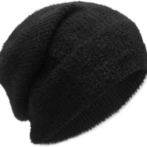Cosensi - Dames Wintermuts Slouchy Elastisch Gebreid Zwart One Size - Warme Hoofddeksel Ski Accessoire