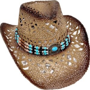 Cowboyhoed, strohoed, Panama, met westernband, uniseks, eenheidsmaat, dames, heren, zomer, Coachella, strand, country-stijl, Braziliaans, boho, koloniale stijl, raffia, naturel