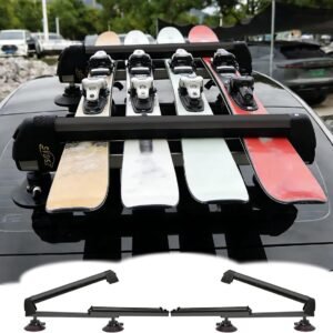 Dakdrager Ski Snowboard - Wintersport Transport - Veilig Vervoeren - Universele Zuignap Montage - 125cm Uitschuifbaar - Zwart