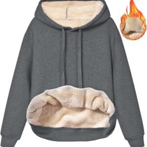 Dames Fleece Hoodie Winter Pullover Lange Mouwen Sportkleding Met Fleece Voering