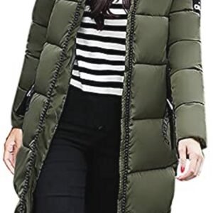 Dames Katoenen Lange Winterjas met Capuchon en Bontkraag