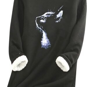 Dames Langarm Sweatshirt Plüsch Fleece Pullover Met Ronde Hals