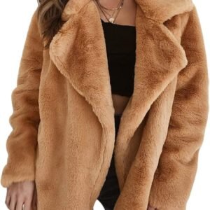 Dames Pluche Jas met Bontkraag - Warme Fleece Jasje met Revers voor Herfst en Winter