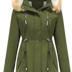 Dames Warm Faux Fur Hooded Winter Coat met Fleece Voering