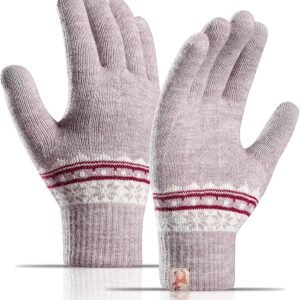 Dames Winterhandschoenen - Warme Gebreide Handschoenen - Buiten Activiteiten - Touchscreen Compatibel - One Size - Paars