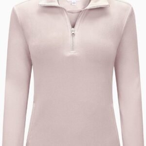 Dames fleece pullover met halve ritssluiting en opstaande kraag - Warm winter sweatshirt van microfleece voor reizen en wandelen