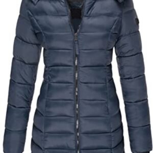 Dames gewatteerde jas, halflang slim fit, warme donsjas voor winter