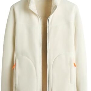 Dames warme omkeerbare fleece jas met rits lange mouwen