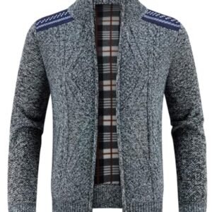 Dikke Gebreide Heren Cardigans met Volledige Rits en Staande Kraag - Casual Winterjack voor Mannen