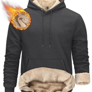 Dikke Heren Hoodie Sherpa Gevoerd met Kangoeroezak - Winter Warm Fleece Sweatshirt