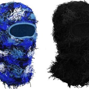 Distressed Balaclava en Gebreide Gezichtsmasker voor Skiën, Winddicht en Comfortabel, Set van 2