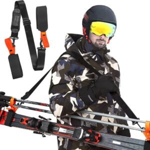 Draagriem Skiuitrusting - Skiband Stokhouder - Wintersport Transport - Verstelbaar Comfort - 75-120 cm - Zwart