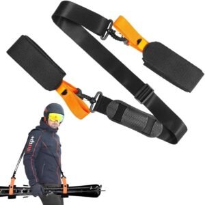 Draagriem Skiuitrusting - Skirugzak Stokken - Skiën Vervoeren - Verstelbare Schouderband - 75-120 cm - Zwart