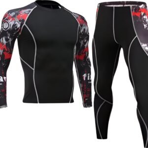 E-shop4u® - Mannen Fleece Ski Thermisch Ondergoed Set - Compressie - Winter Warm Kompres Lange - Onderbroek Shirt & Tops Bottom pak - Warmte - XXL - Zwart