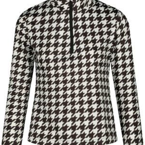 Emski - Skipully Dames - Houndstooth Print - Thermo Pullover met Kwartrits voor Wintersport - Maat M
