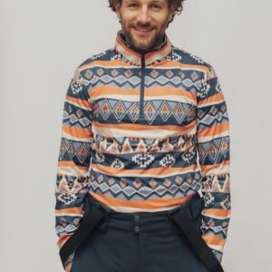 Emski - Skipully heren - trui met kwart rits - voor onder de skijas - blauwe print - mannen Pully