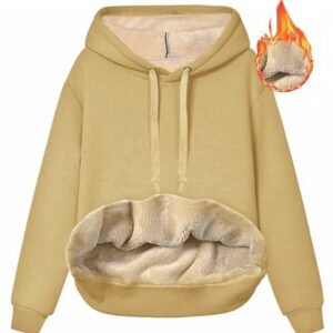 Fleece Hoodie Dames - Warme Pullover met Lange Mouwen voor Sport en Vrije Tijd
