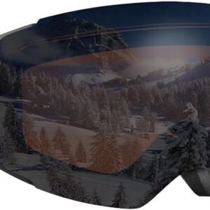 Frameless Ski Goggles met Interchangeable Lens en 100% UV400 Bescherming voor Skiën en Snowboarden, Geschikt voor Mannen, Vrouwen en Jongeren (Zwart, VLT24% Oranje)