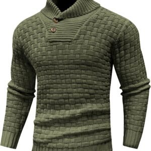 Gebreide Col Trui - Heren Pullover - Casual Winter - Textuur Knit - Lange Mouw