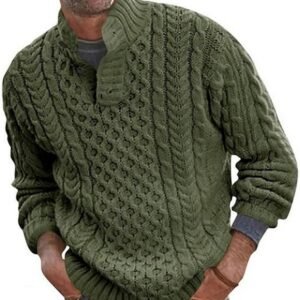 Gebreide Heren Trui - Warme Pullover - Dagelijks Gebruik - Anti-krimp Materiaal - Losse Pasvorm - Effen Kleur