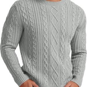 Gebreide Trui Heren - Kabelsteek Pullover - Winterse Warmte - Dikke Kwaliteit - Blauw