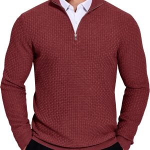 Gebreide Trui - Pullover Mockneck - Warm Blijven - Gekreukt Gebreid Patroon - Zwart