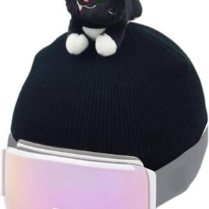 Helmhoes Kattenprint - Wintersport Accessoire - Bescherming Helm - Wasbaar Materiaal - 30 x 15 x 8 cm - Zwart