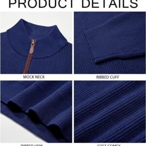 Heren 1/4 Zip Mock Neck Gebreide Trui - Fijn Gebreide Sweater voor de Winter