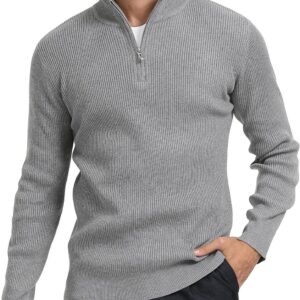 Heren Coltrui Gebreid met Rits - Warme Wintertrui Lange Mouwen Pullover
