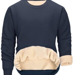 Heren Fleece Gevoerde Sweatshirts Ronde Hals Thermische Wintertrui Casual Werkkleding